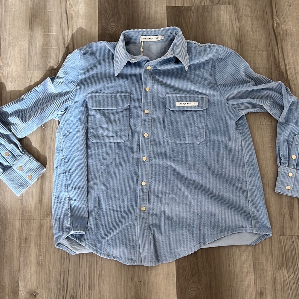My Mum Made It Blue Corduroy Button Up
